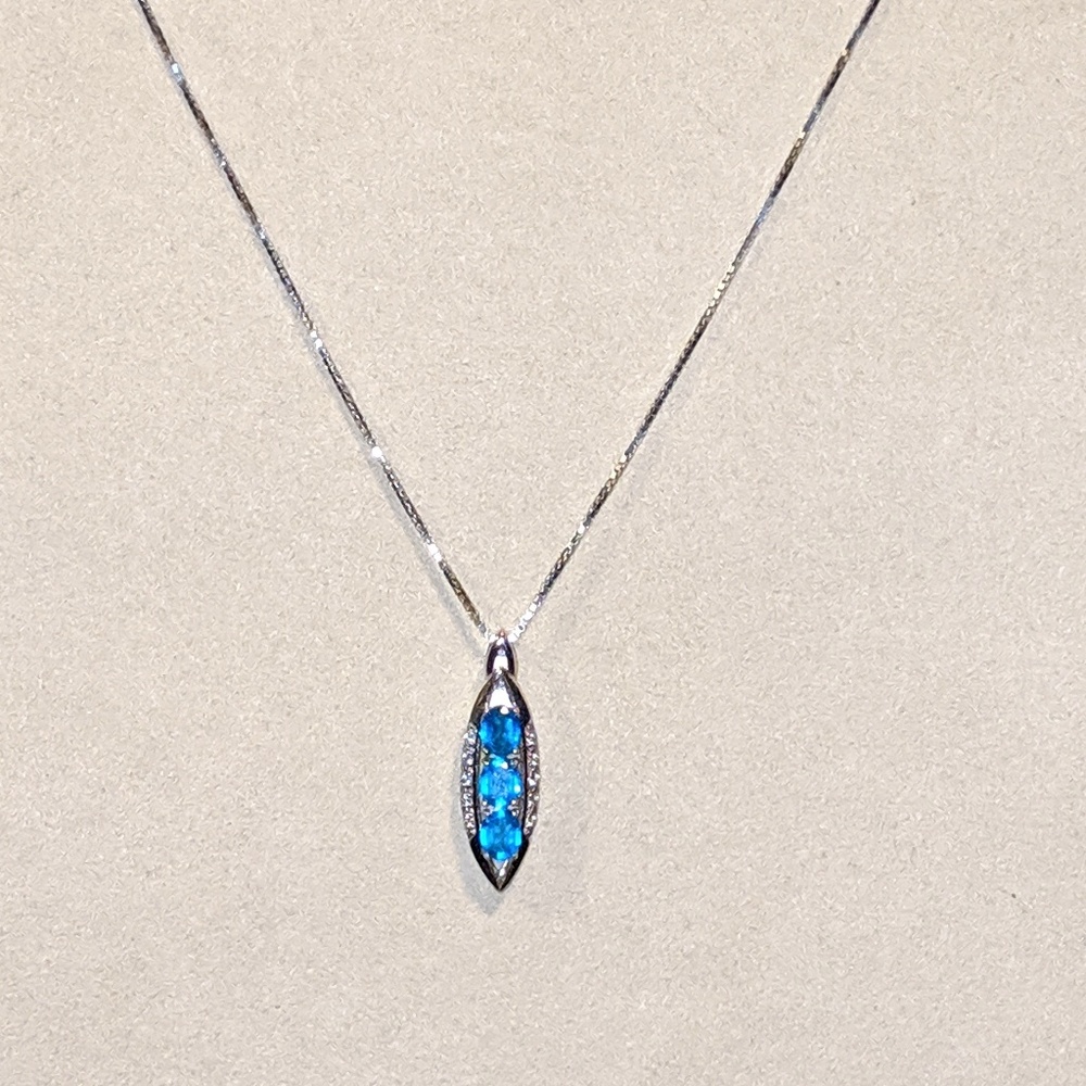 Neon Blue Apatite and White Zircon Necklace